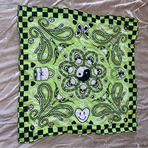 Neon Green Skull Ying Yang Lock Pad Unique Bandana
